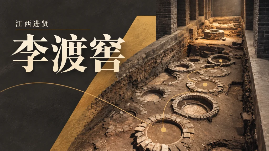 进贤李渡烧酒作坊遗址展示区的圆形窖池与砖砌遗迹