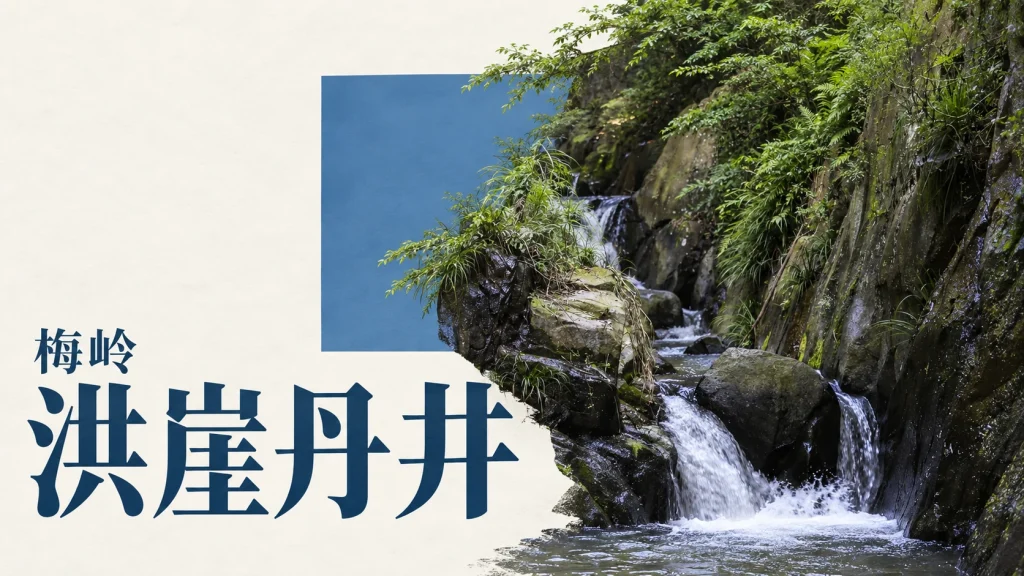 梅岭洪崖丹井的溪流、小瀑与湿岩局部