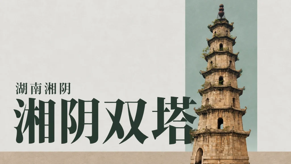 湘阴文星塔的塔身、檐口与窗洞，仅展示双塔中的文星塔
