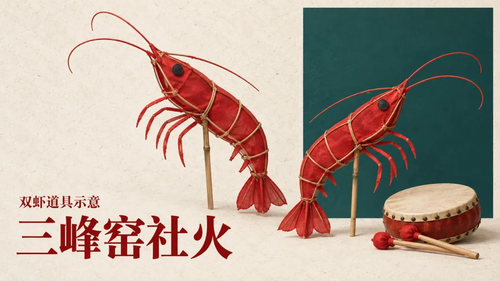 三峰窑社火主题的双虾道具示意