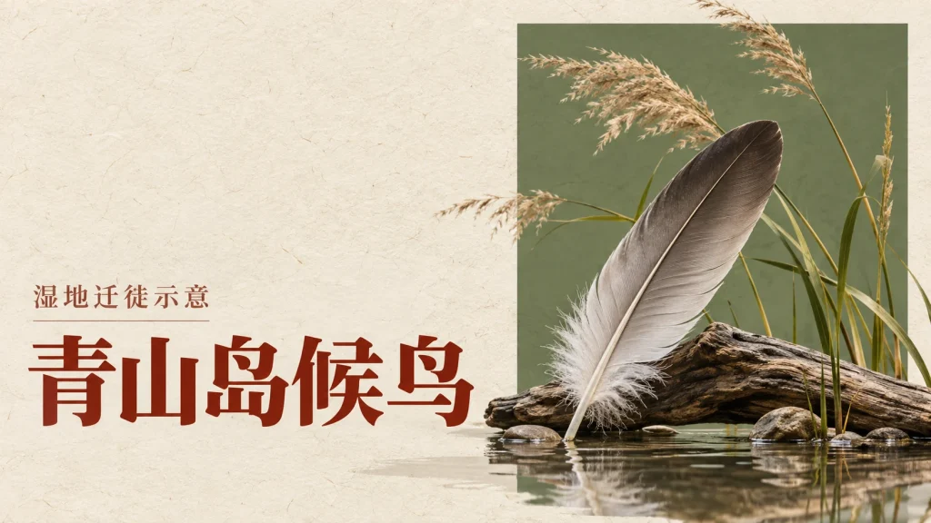 青山岛候鸟主题的湿地迁徙示意