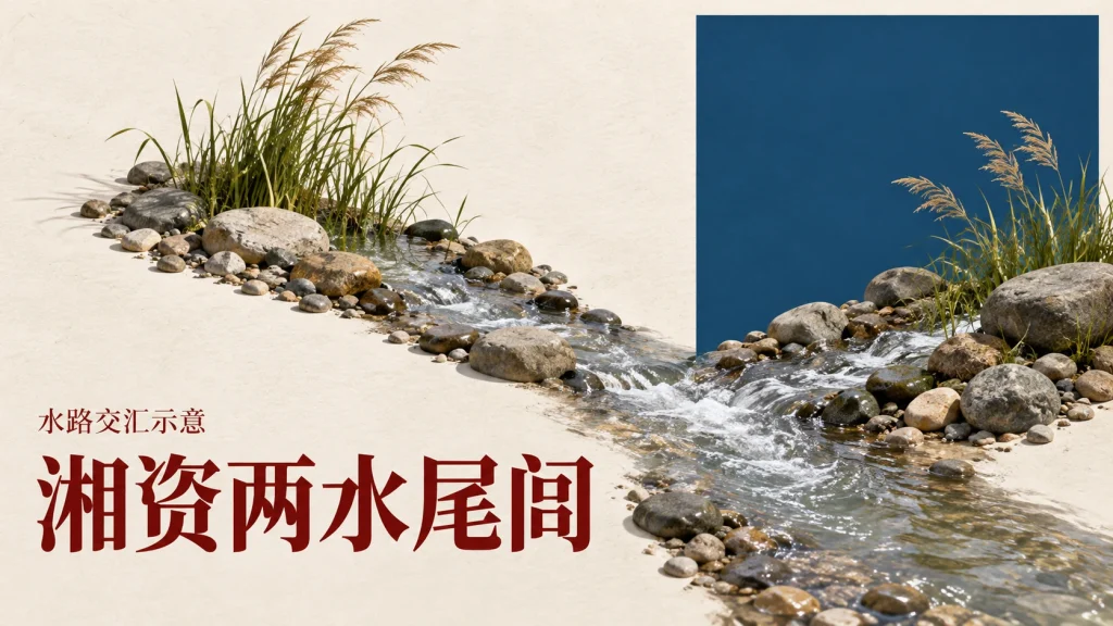 湘资两水尾闾主题的水路交汇示意