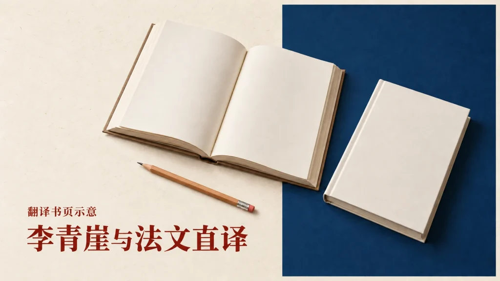 李青崖与法文直译主题的翻译书页示意