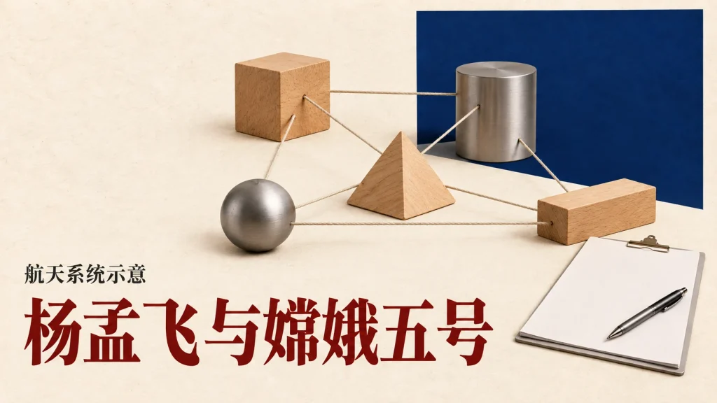 杨孟飞与嫦娥五号主题的航天系统示意