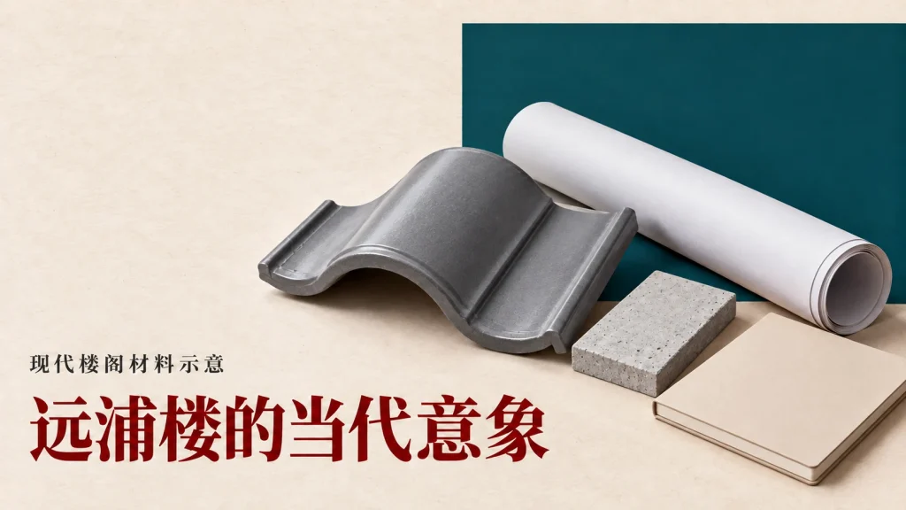 远浦楼的当代意象主题的现代楼阁材料示意