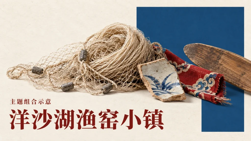 洋沙湖渔窑小镇主题的主题组合示意
