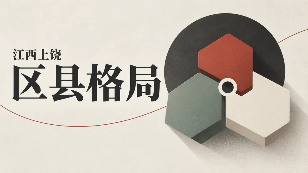 三组等权模块相互连接的上饶县级政区分类抽象示意，非地域地图