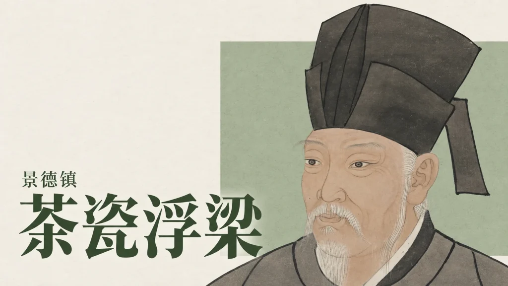 清代《唐名臣像》中的白居易像，浮梁茶瓷主题改编图，非唐代生前肖像