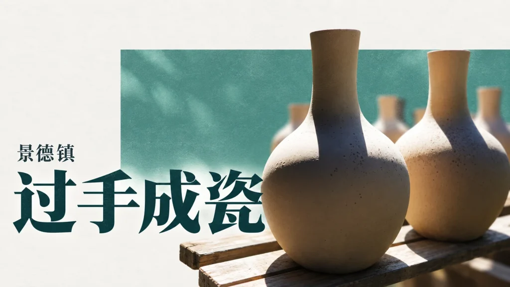 木板上的两只未绘饰器坯，景德镇手工制瓷主题改编图