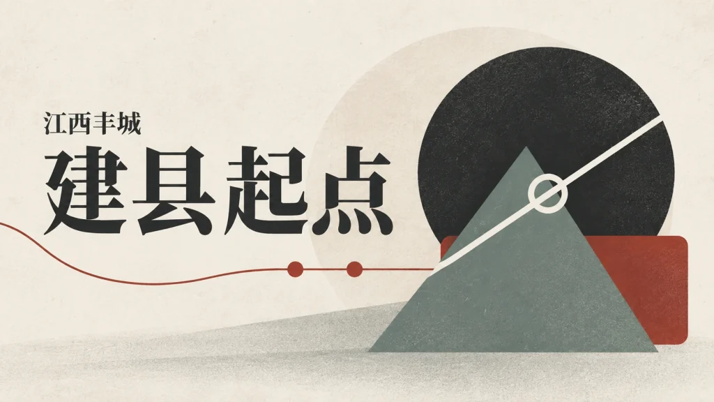 时间线与起点节点组成的丰城建县主题抽象示意，非古县城复原