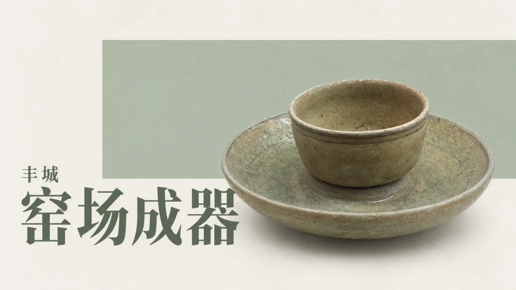江西省博物馆藏南朝洪州窑青瓷托盘与中央圆杯，非窑址分布图