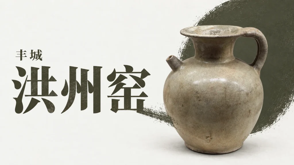 洪州窑青瓷执壶的短流、环柄与圆腹，釉色不可用作测色依据
