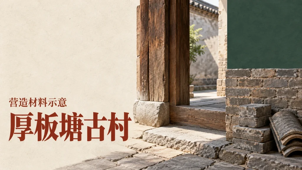 厚板塘古村主题的营造材料示意