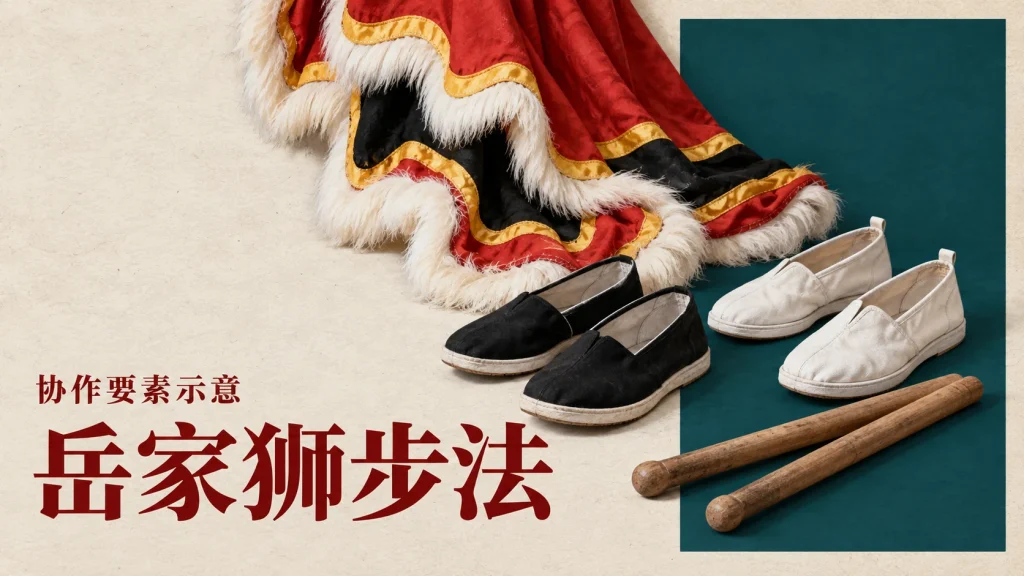 岳家狮步法主题的协作要素示意