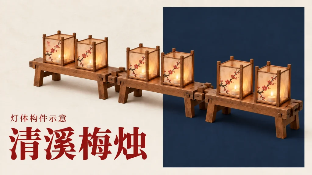 清溪梅烛主题的灯体构件示意